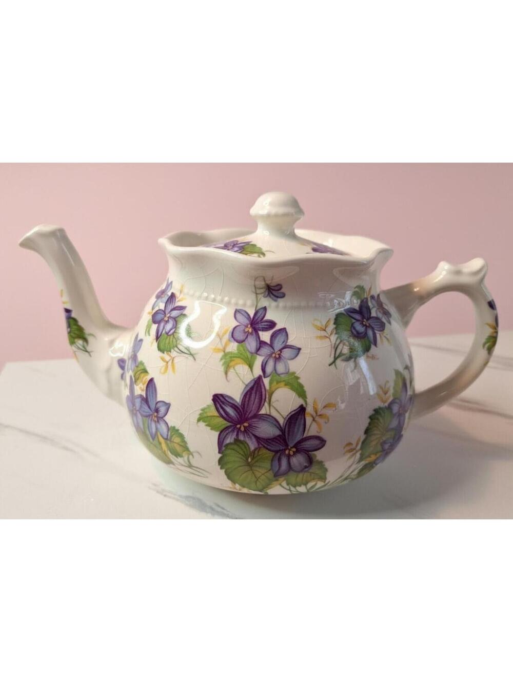 Vintage Arthur Wood Bouquet Pattern Teapot Purple Violets #5701